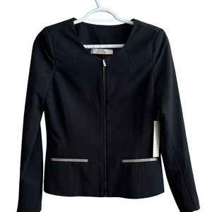 NWT❗️DEX NY Size XS Black Women's Full Zip lined Shoulder Pad Blazer